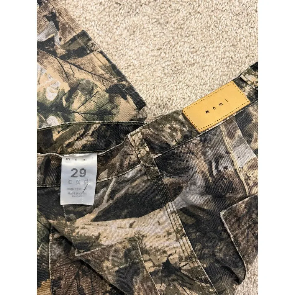 MNML Men’s Unisex Camo Cargo Pants Size 29 Y2K Baggy Utility Streetwear